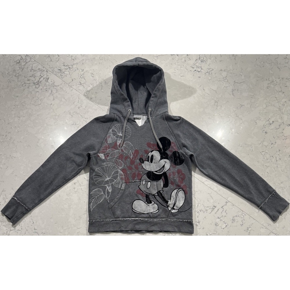 VTG Walt Disney World Disneyland Resort Hoodie‎ Womens Large Gray Mickey Mouse